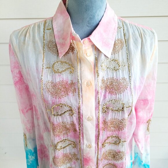 NWT Soft Surroundings Colorful Lightweight Cotton Dress Blouse - Picture 5 of 9